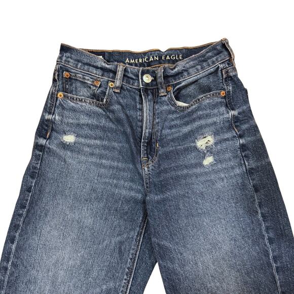 American Eagle Super High-Rise Baggy Straight Jeans 00 XS 25” Inseam - Picture 3 of 8